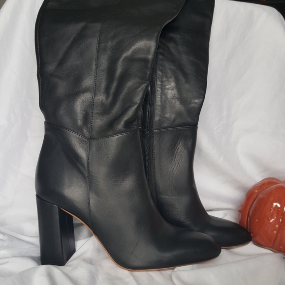 NWT ZARA Black Leather Heeled Boots - Picture 6 of 13